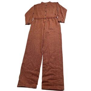 Maria de la Orden Folie Long Sleeve Jumpsuit in Red Orange